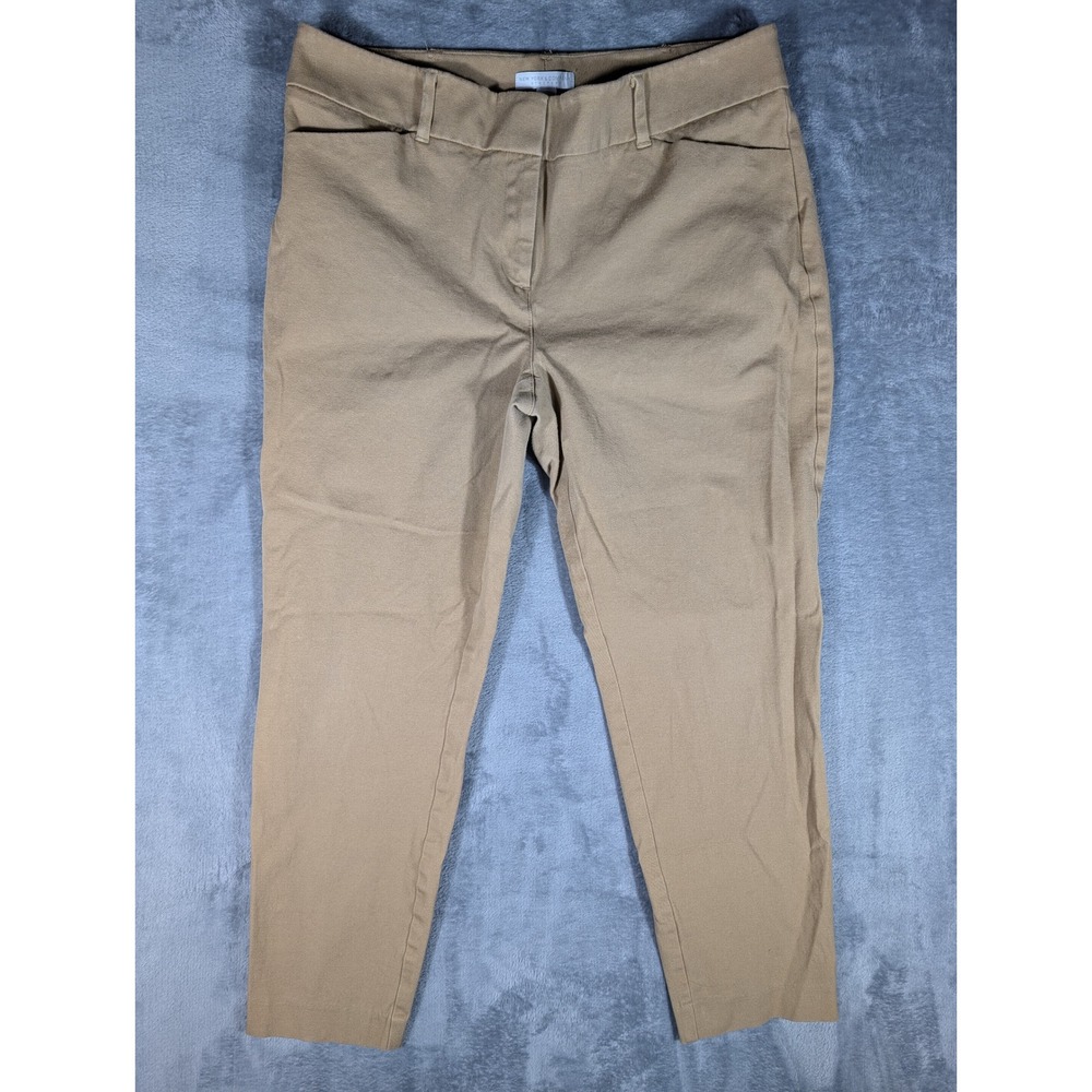 New York & Company Stretch Tan Khaki Slim Ankle Pants Work Trousers Womens 10